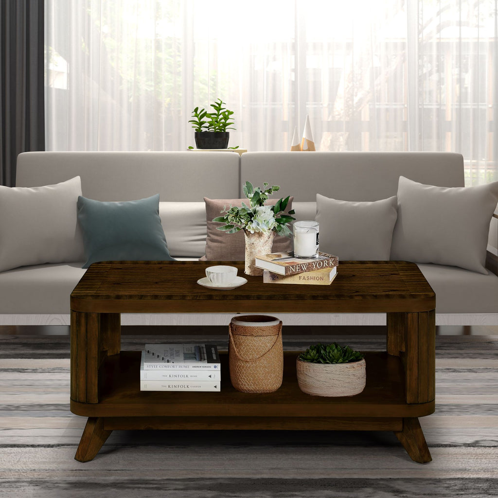 Walnut Coffee Table with Open Lower Shelf