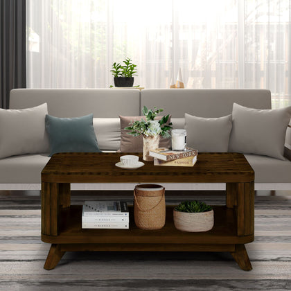 Walnut Coffee Table with Open Lower Shelf