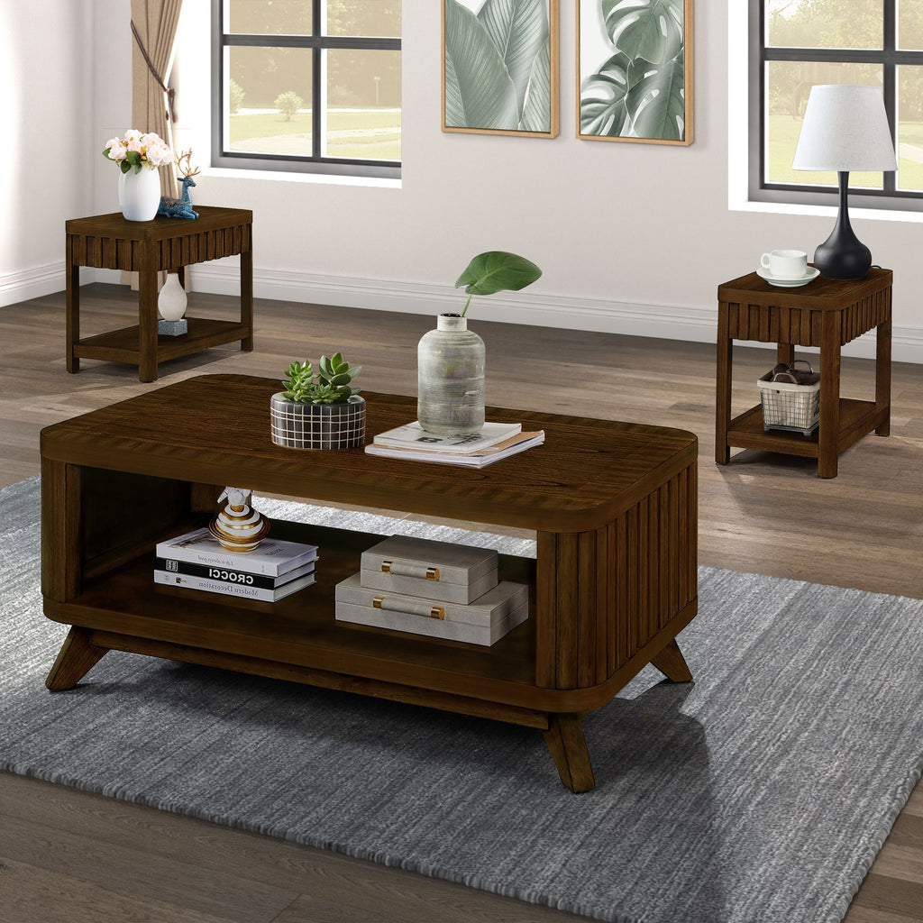 Walnut Coffee Table with Open Lower Shelf