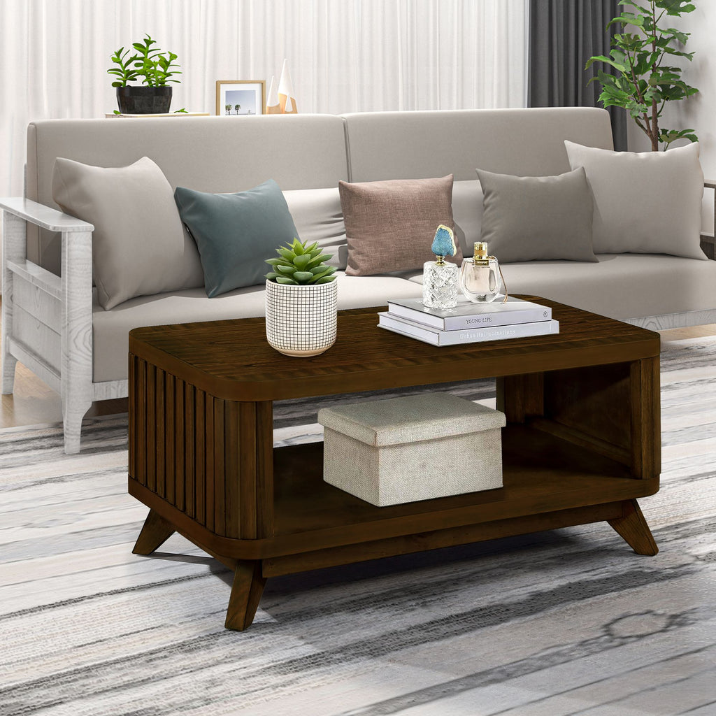 Walnut Coffee Table with Open Lower Shelf