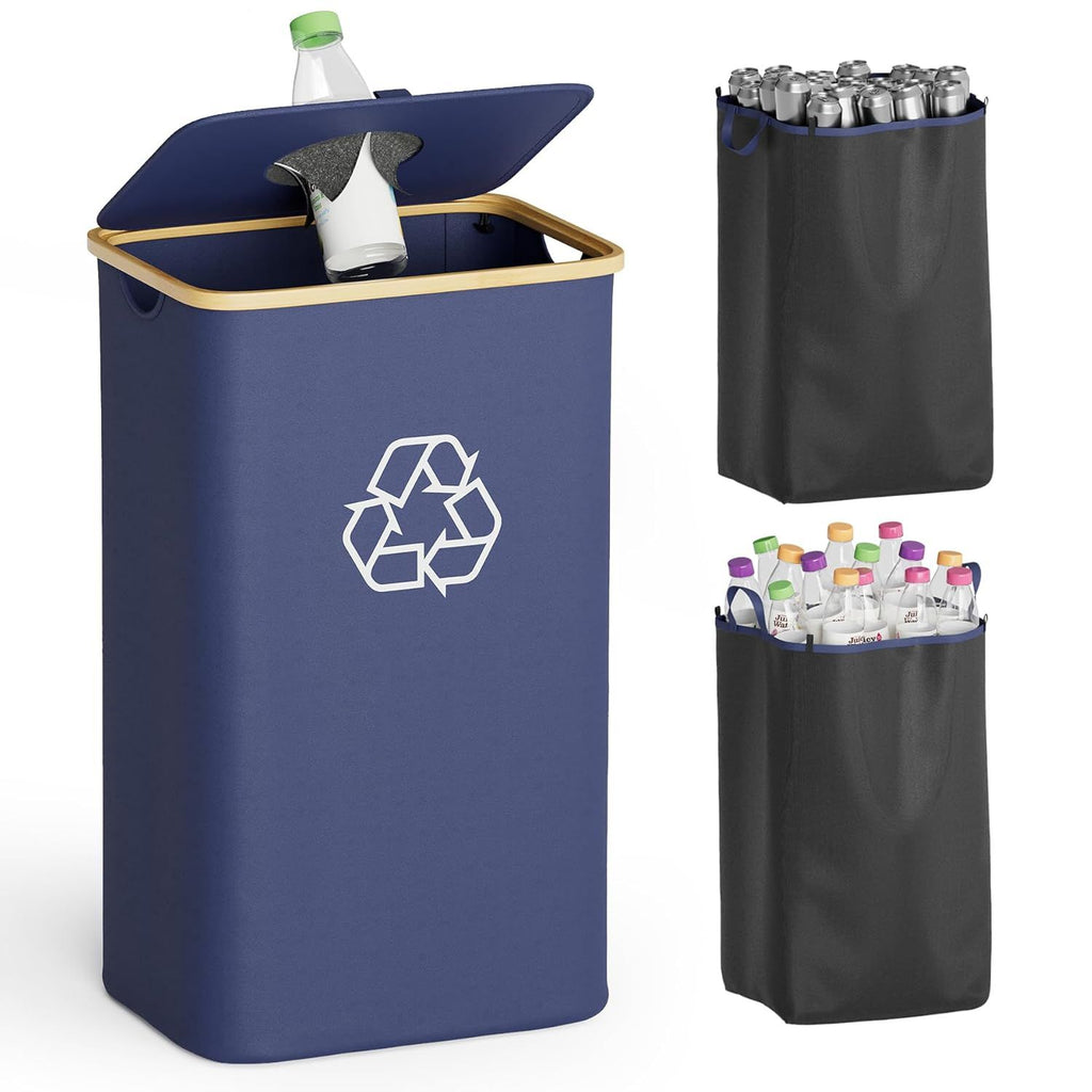 Hands-Free Kitchen Recycling Bin with Two Inner Bags