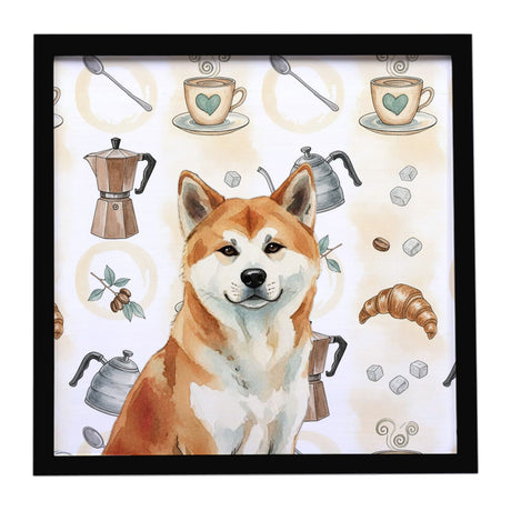 Red Akita Coffee Bar Framed Art Print