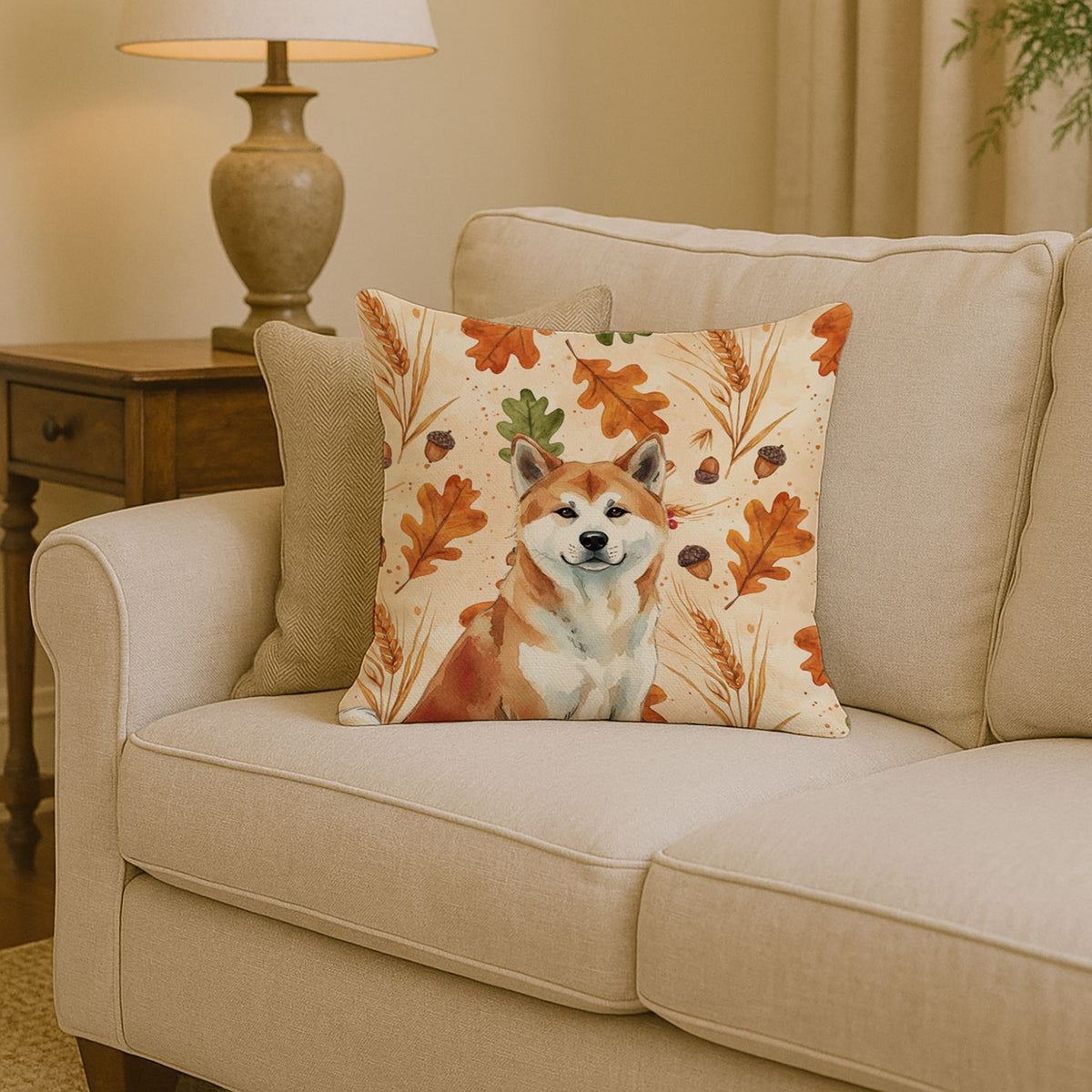 Red Akita Heirloom Fall Accent Pillow
