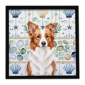 Border Collie Coastal Sea Glass Framed Wall Art