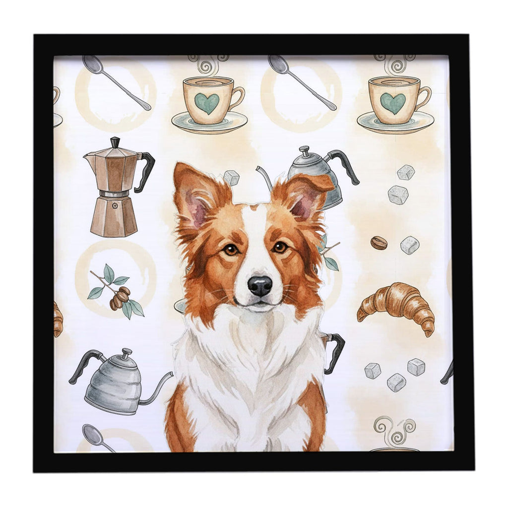 Red and White Border Collie Coffee Bar Wall Art