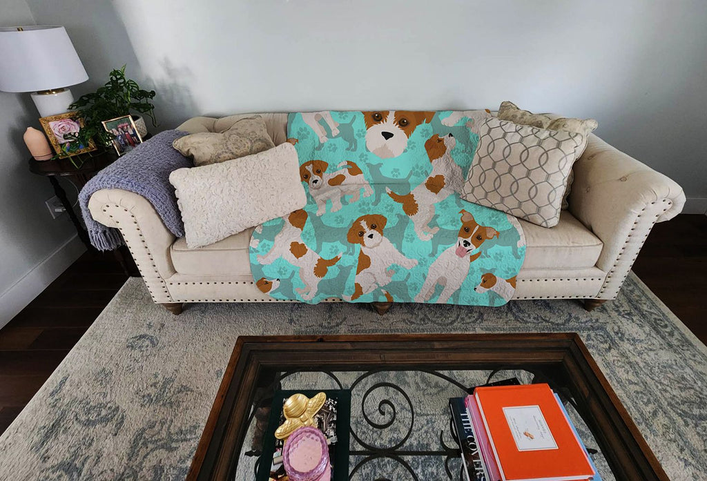 Red and White Jack Russell Terrier Quilted Throw