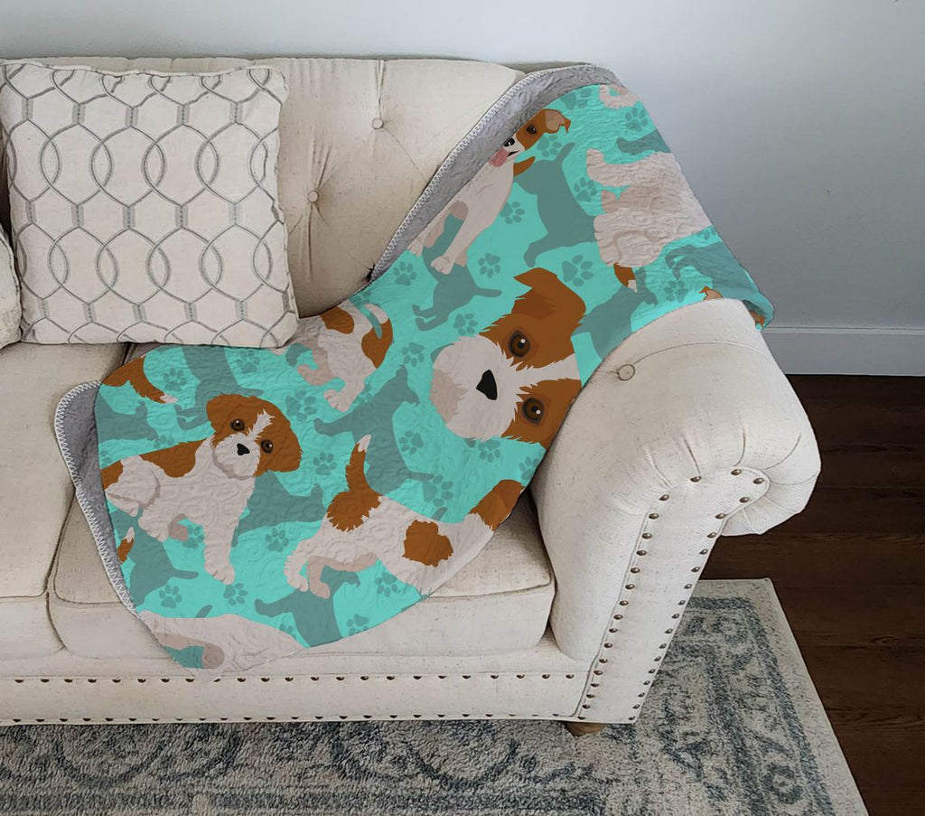 Red and White Jack Russell Terrier Quilted Throw