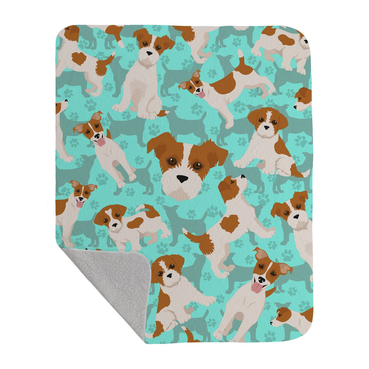 Red and White Jack Russell Terrier Quilted Throw