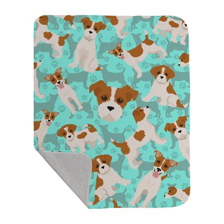 Red and White Jack Russell Terrier Quilted Throw