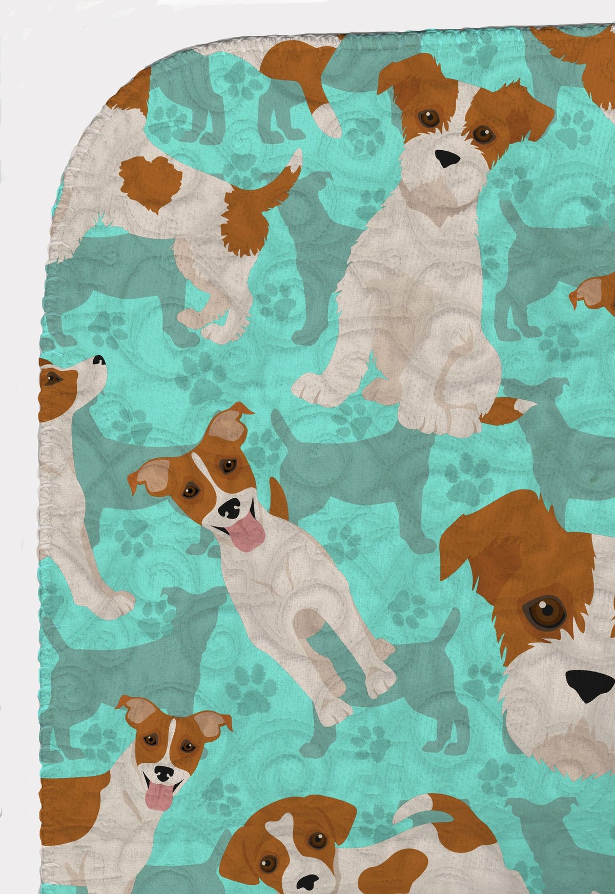 Red and White Jack Russell Terrier Quilted Throw