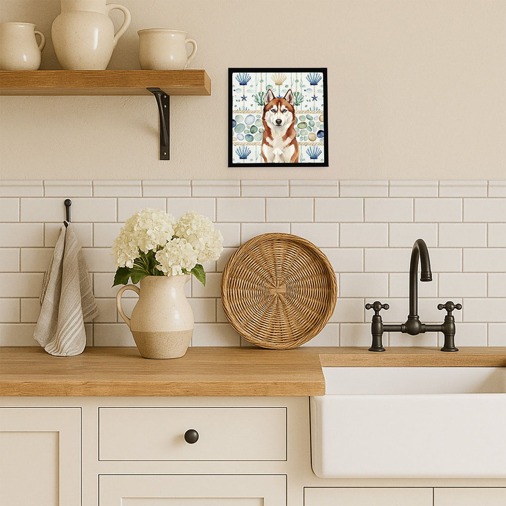 Coastal Sea Glass Siberian Husky Wall Art