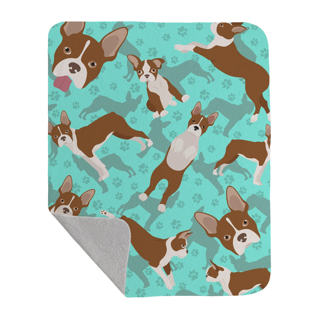 Red Boston Terrier Artwork Quilted Throw