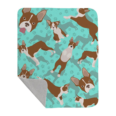 Red Boston Terrier Artwork Quilted Throw
