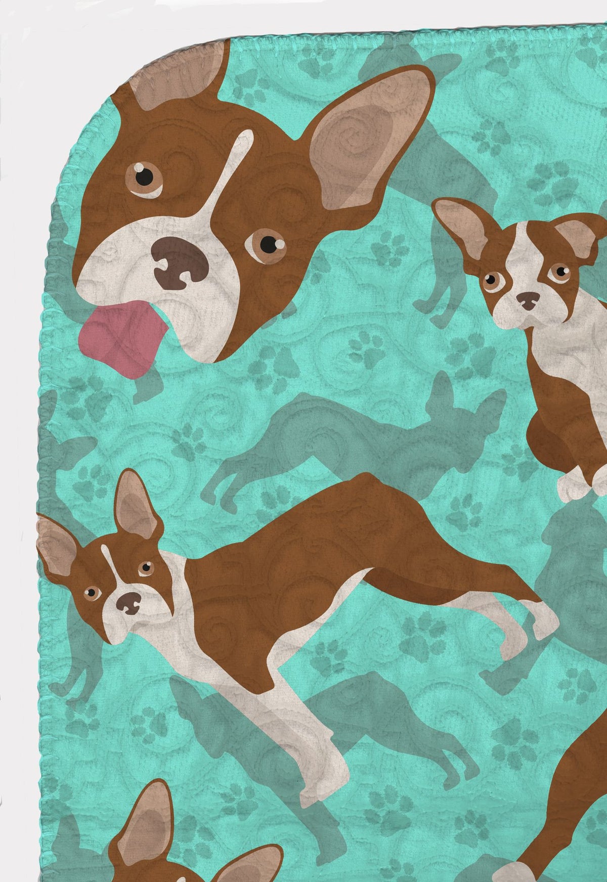 Red Boston Terrier Artwork Quilted Throw