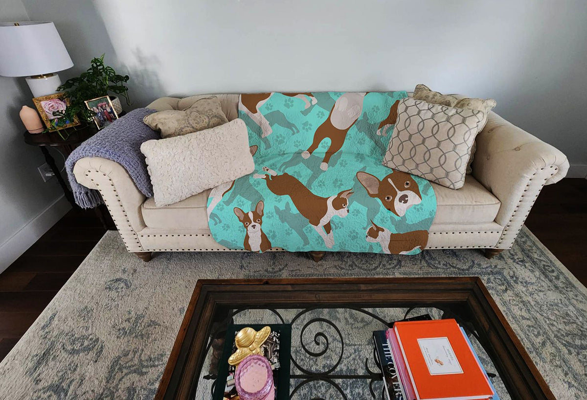 Red Boston Terrier Artwork Quilted Throw