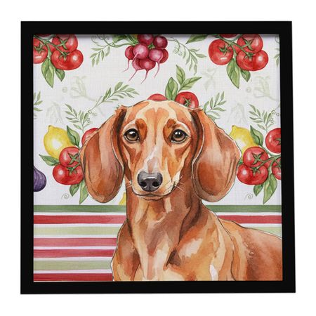 Red-Brown Dachshund and Vegetables Framed Wall Art