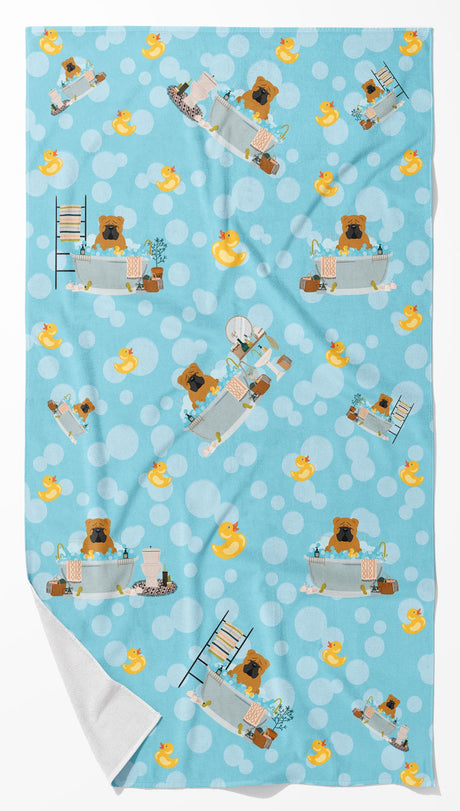 Red English Bulldog Bathtub Plush Bath Towel