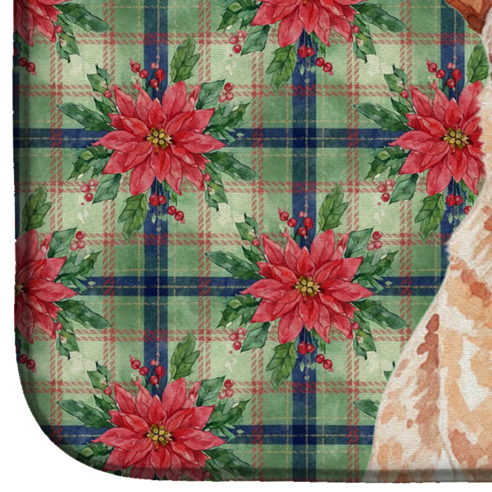 Red Heeler Christmas Poinsettia Dish Drying Mat