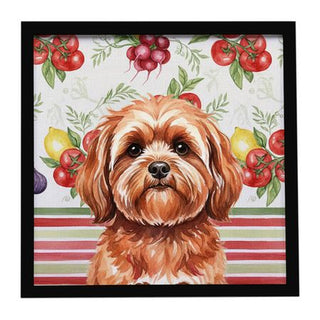 Red Lhasa Apso Vegetable Framed Wall Art