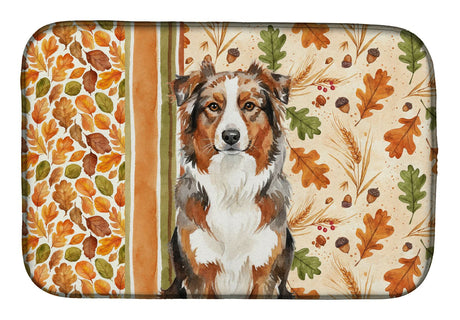 Red Merle Australian Shepherd Fall Dish Drying Mat