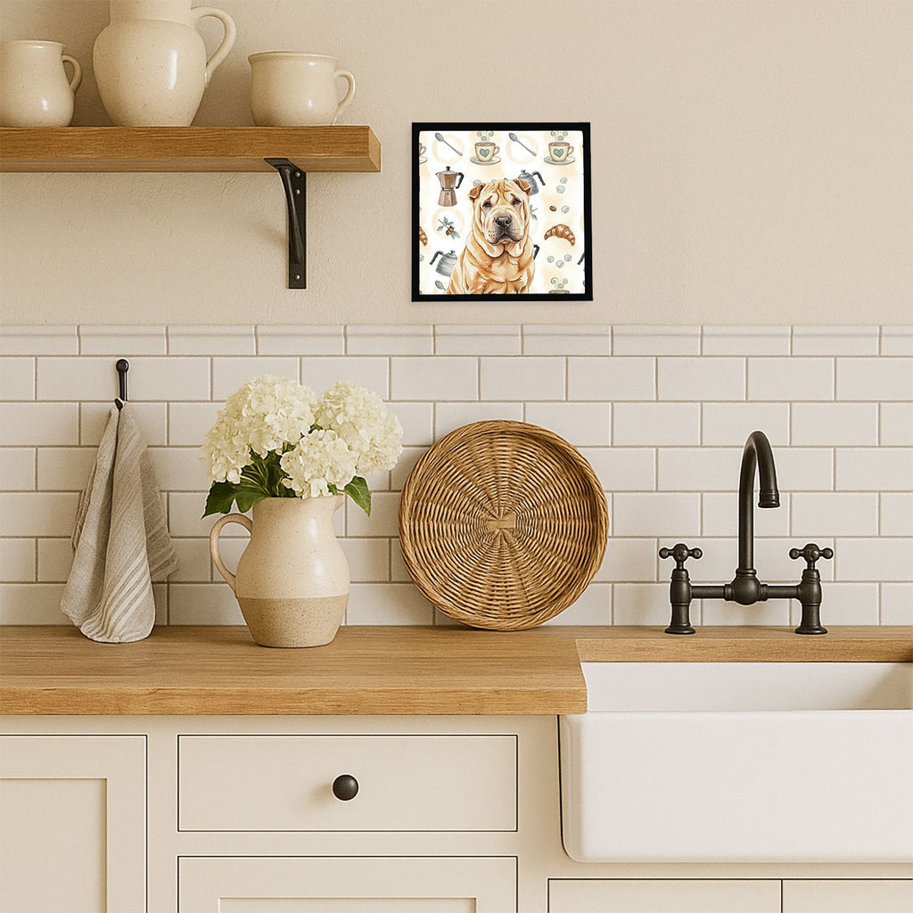Red Shar Pei Coffee Bar Framed Wall Art