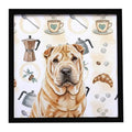 Red Shar Pei Coffee Bar Framed Wall Art