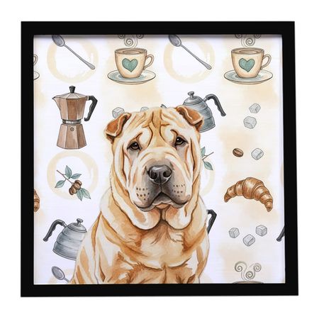 Red Shar Pei Coffee Bar Framed Wall Art