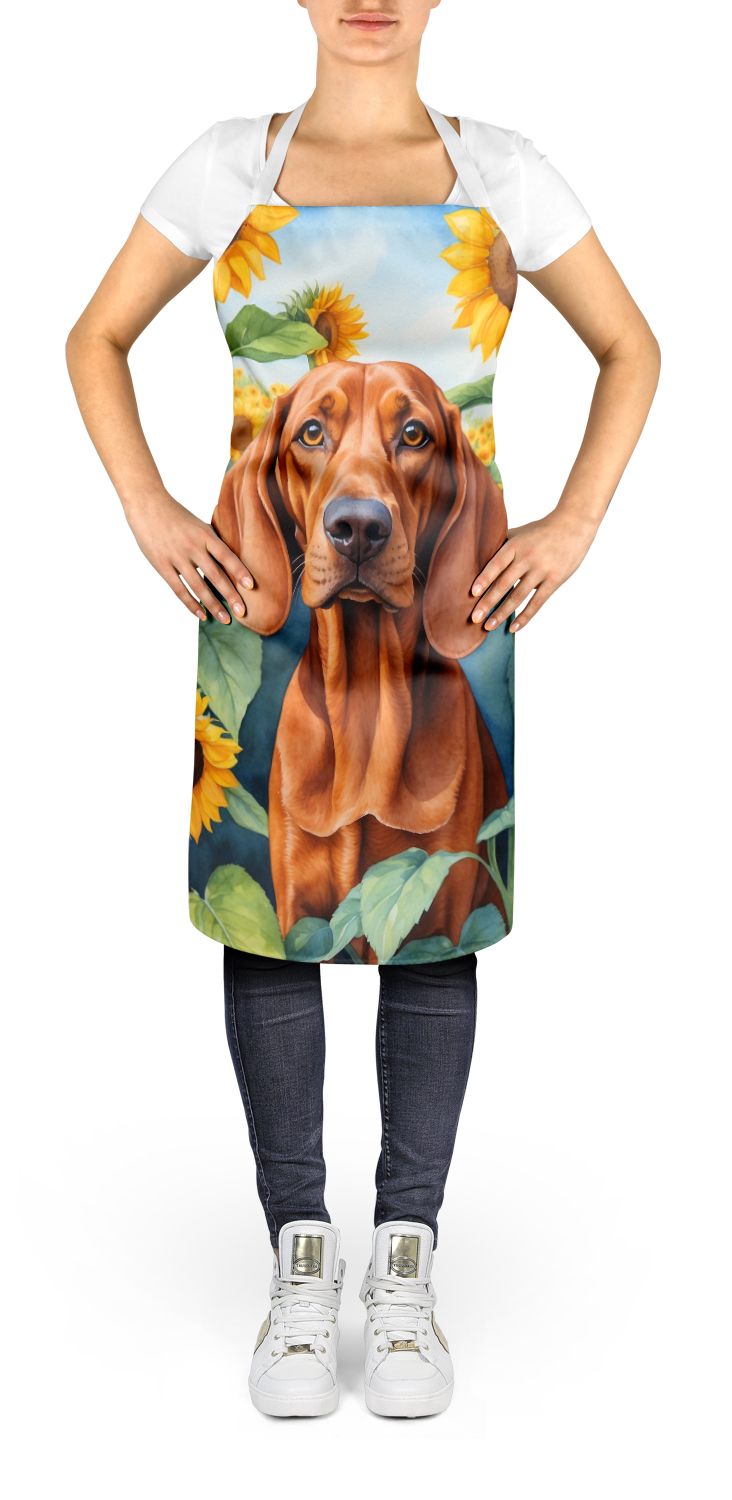 Redbone Coonhound in Sunflowers Art Apron
