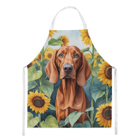 Redbone Coonhound in Sunflowers Art Apron