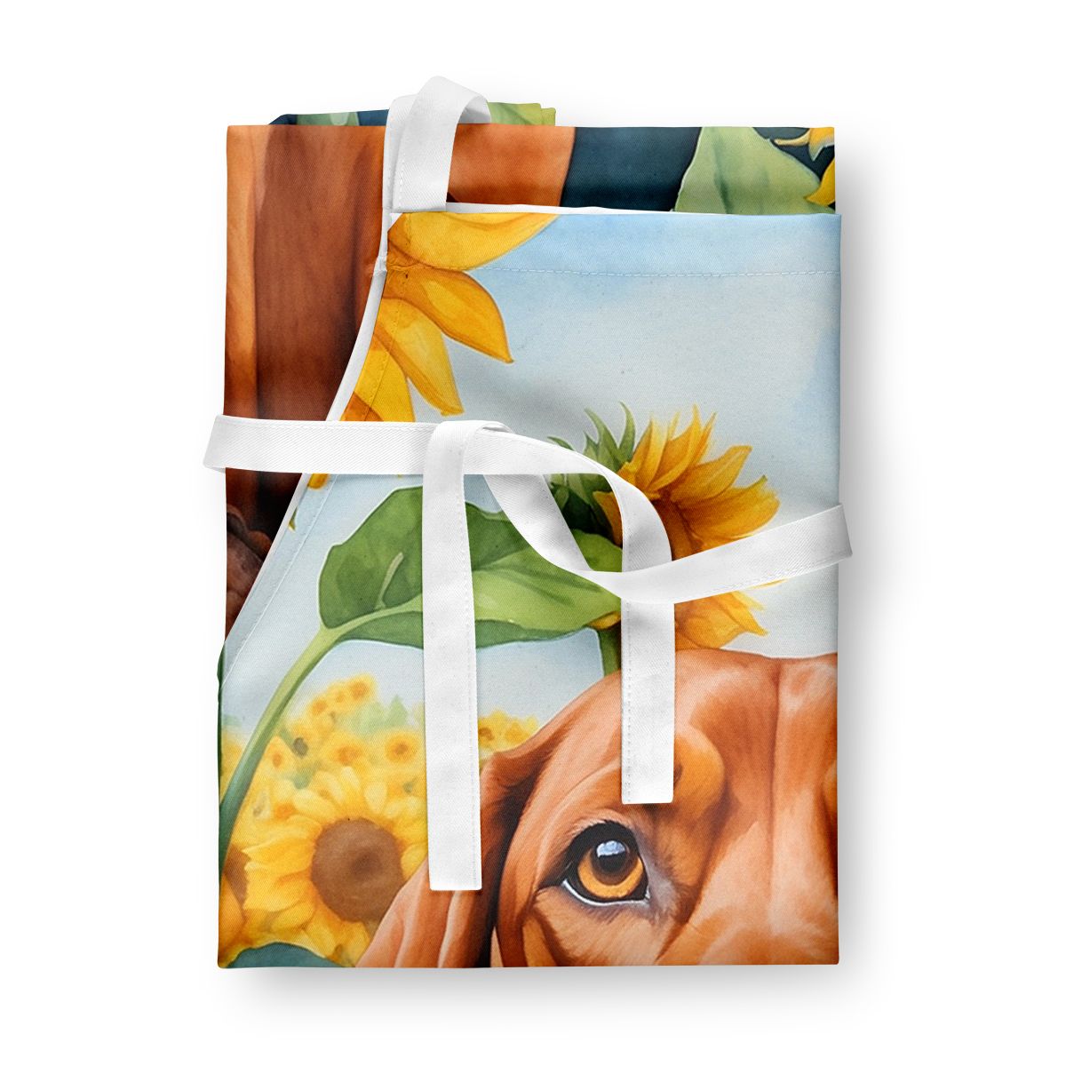 Redbone Coonhound in Sunflowers Art Apron
