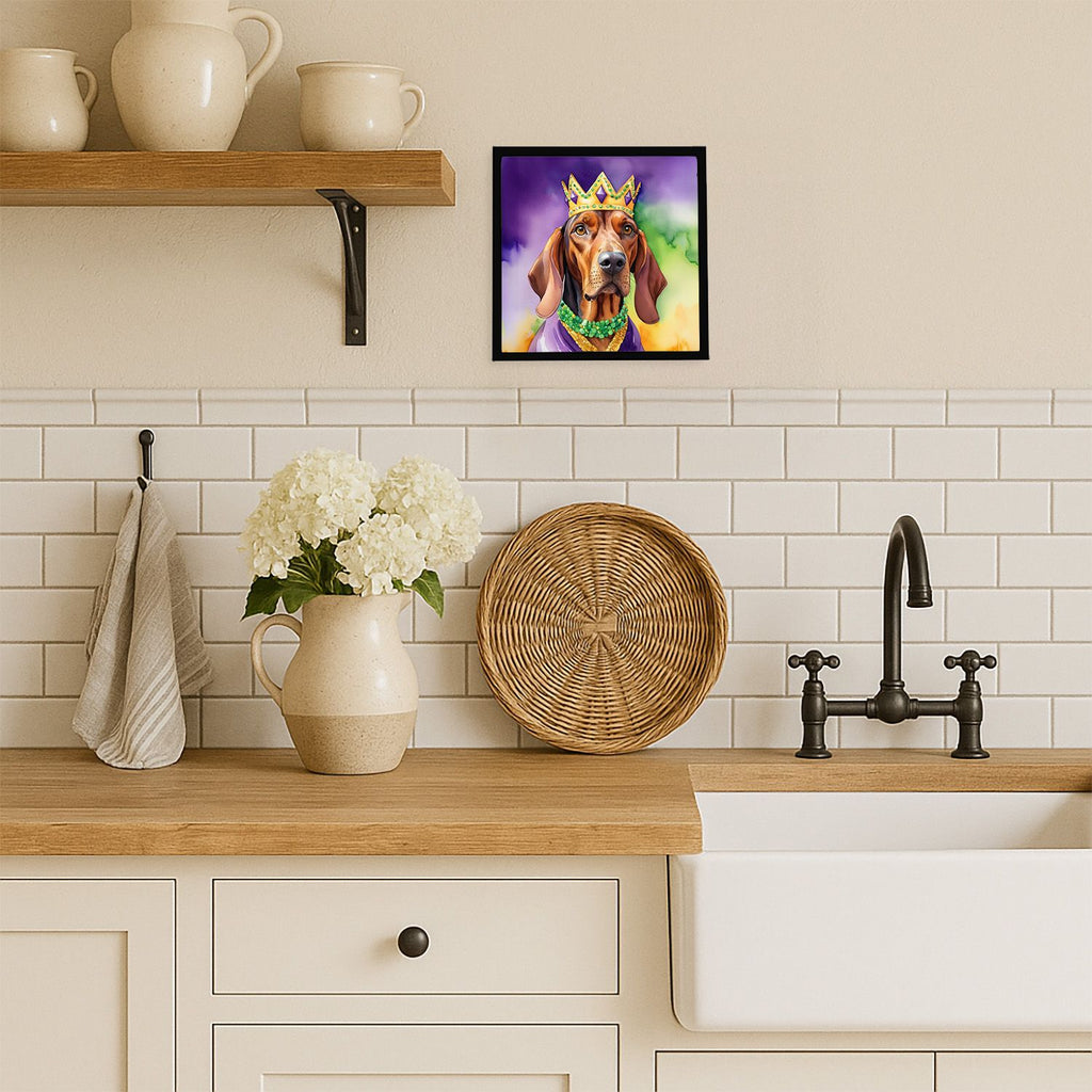 Redbone Coonhound King of Mardi Gras Framed Wall Art