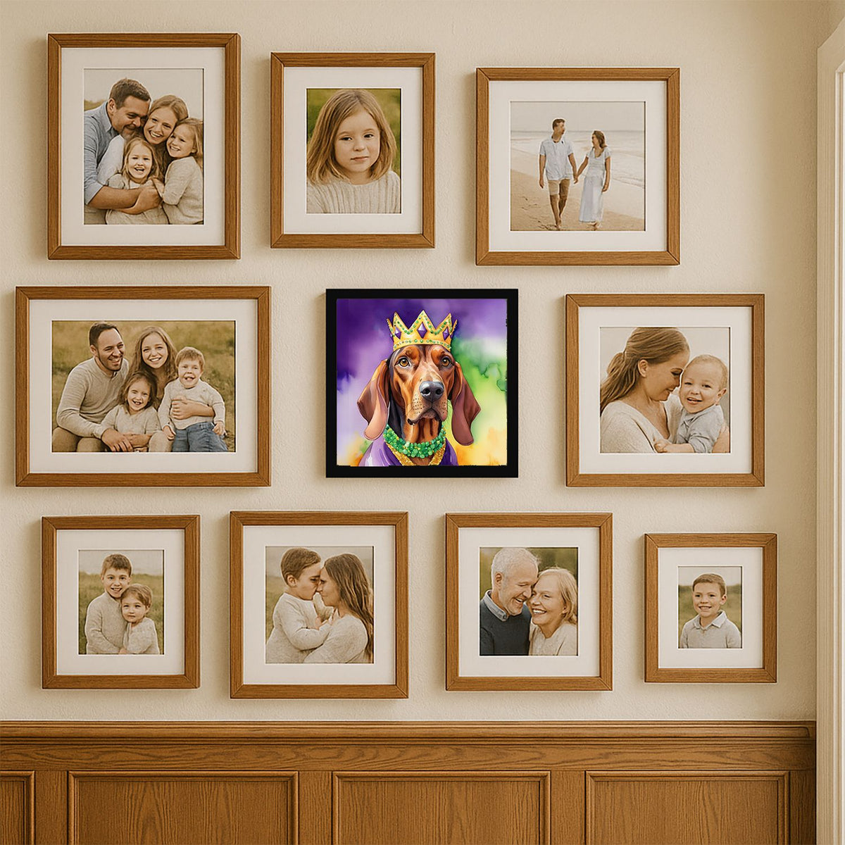 Redbone Coonhound King of Mardi Gras Framed Wall Art