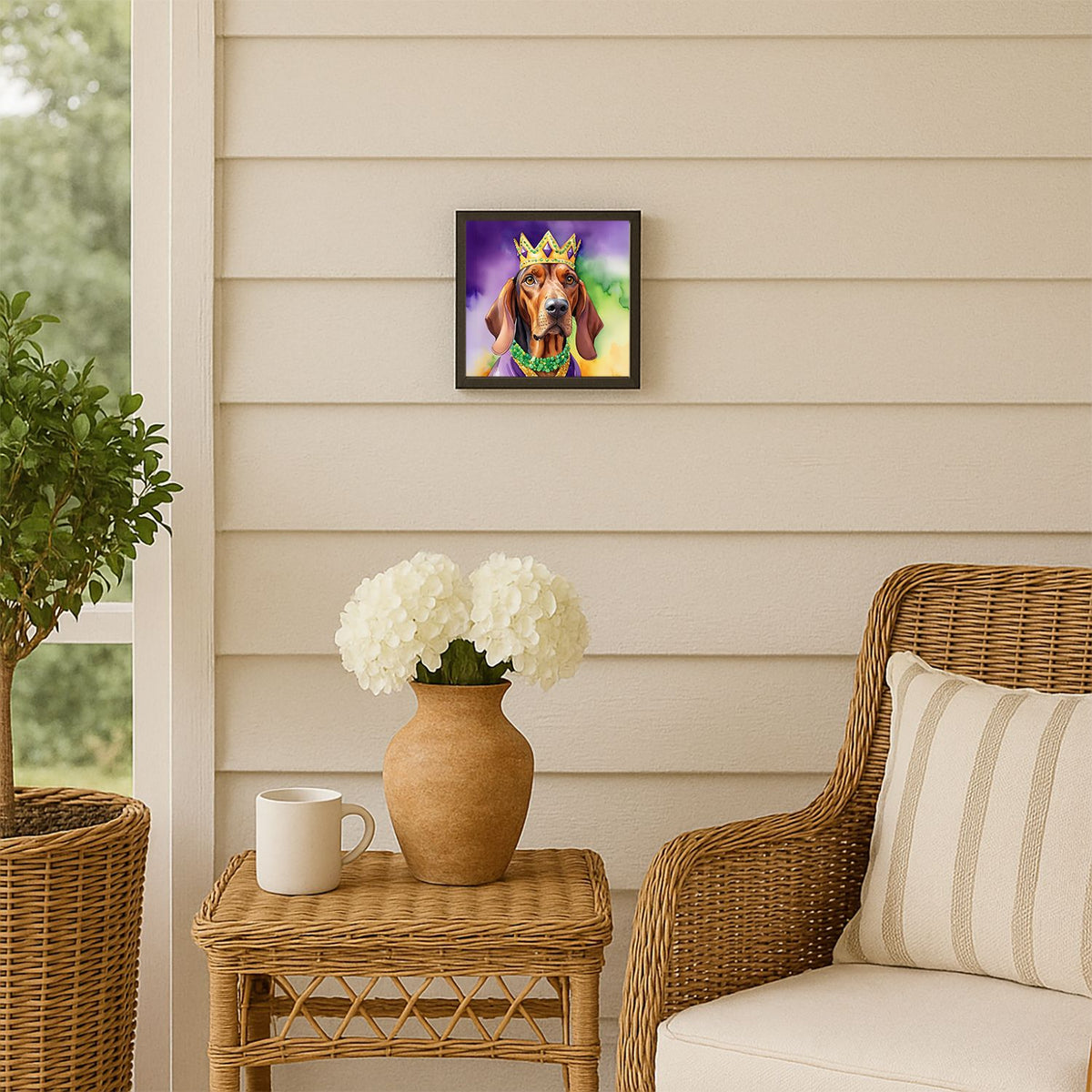 Redbone Coonhound King of Mardi Gras Framed Wall Art