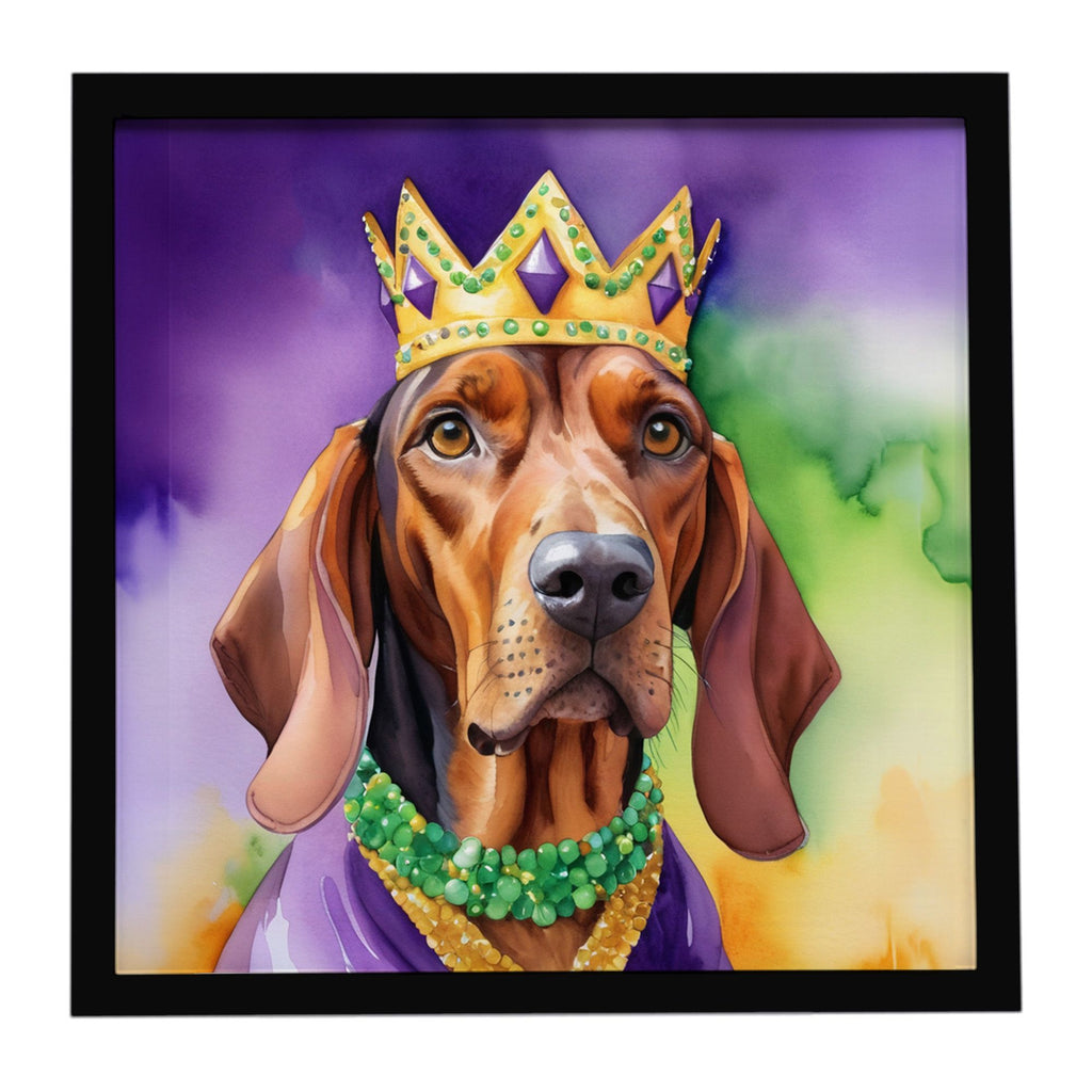 Redbone Coonhound King of Mardi Gras Framed Wall Art