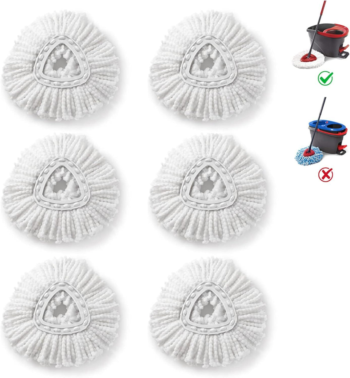 Six EasyWrin Single-Tank Spin Mop Head Refills