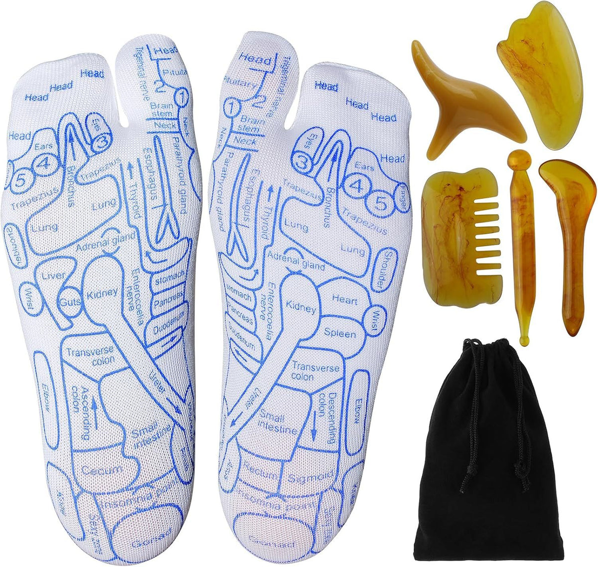 Reflexology Socks & Beginner Acupoint Massage Tools Set of 5