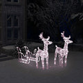 Glowing Reindeer and Sleigh Christmas Yard Display