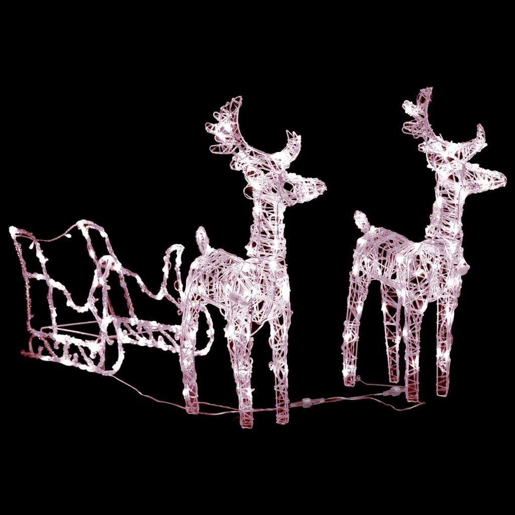 Glowing Reindeer and Sleigh Christmas Yard Display