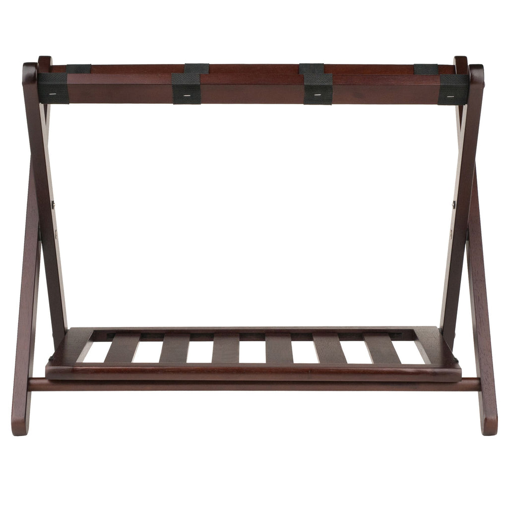 Folding Guest Room Luggage Rack with a Lower Shoe Shelf