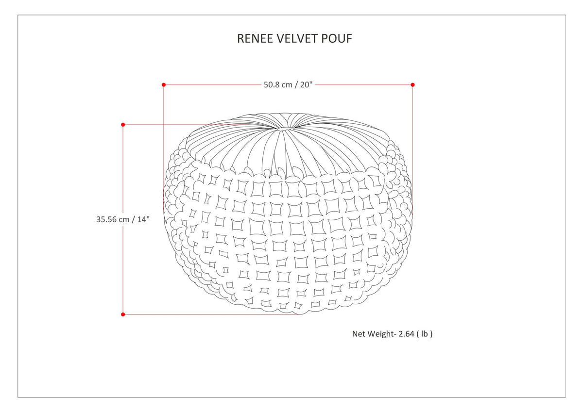 Renee Round Pouf – Deep Navy with Elegant Tufted Top and Sides