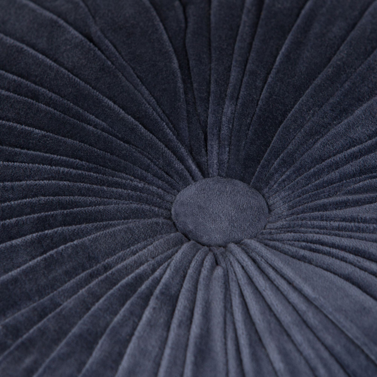 Renee Round Pouf – Deep Navy with Elegant Tufted Top and Sides