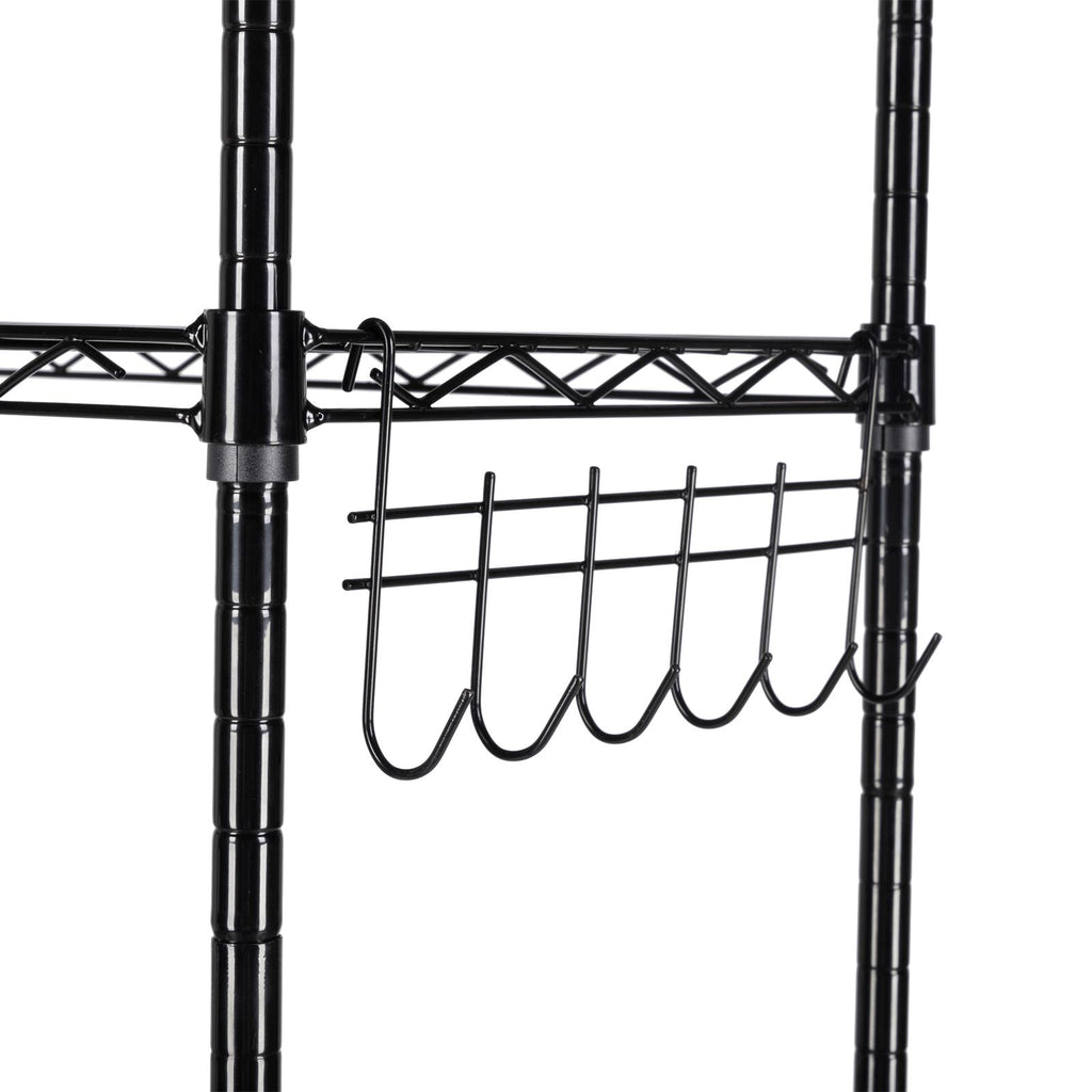 6-Tier Adjustable Carbon Steel Storage Rack with Wheels and Hooks
