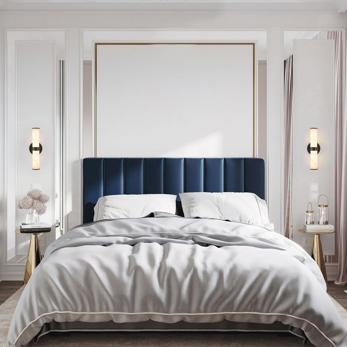 Veined Faux-Marble Indoor Wall Sconce Pair