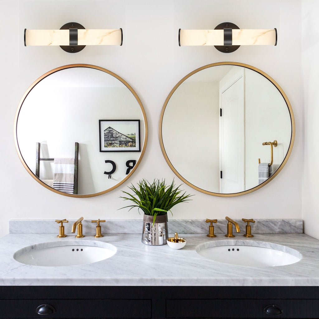 Veined Faux-Marble Indoor Wall Sconce Pair