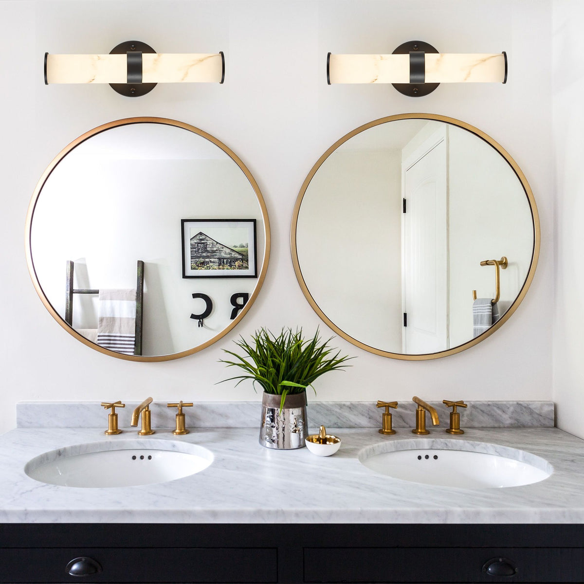 Veined Faux-Marble Indoor Wall Sconce Pair