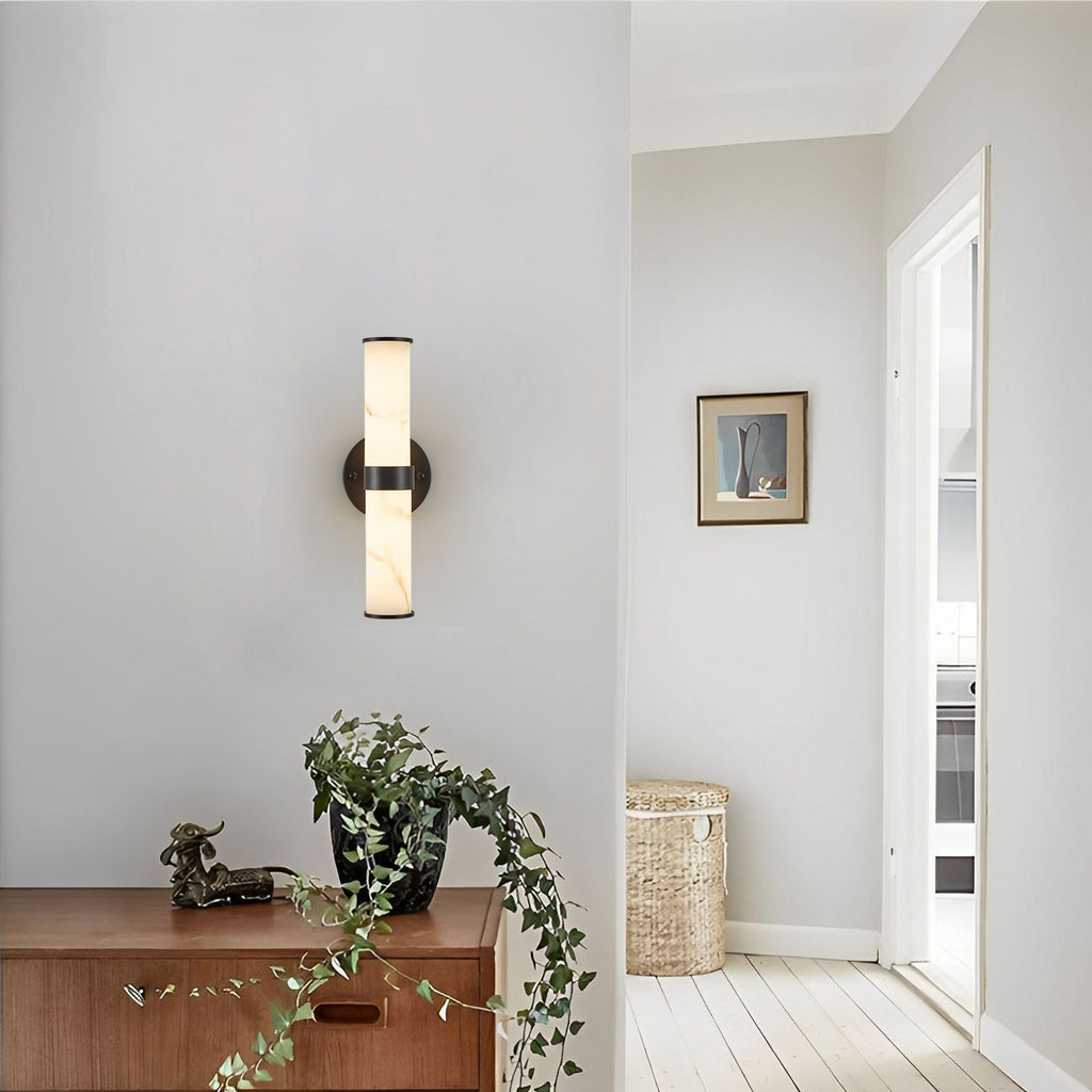 Veined Faux-Marble Indoor Wall Sconce Pair