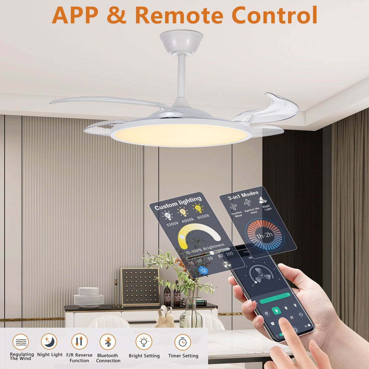 Ceiling Fan Light with Three Color Settings