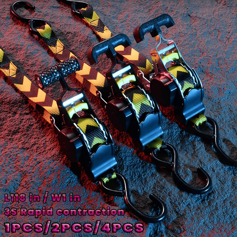 Auto-Retracting Ratchet Tie-Down Straps
