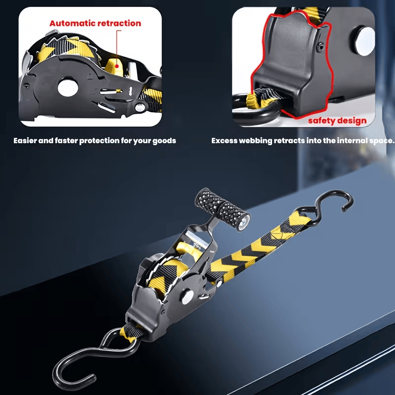 Auto-Retracting Ratchet Tie-Down Straps