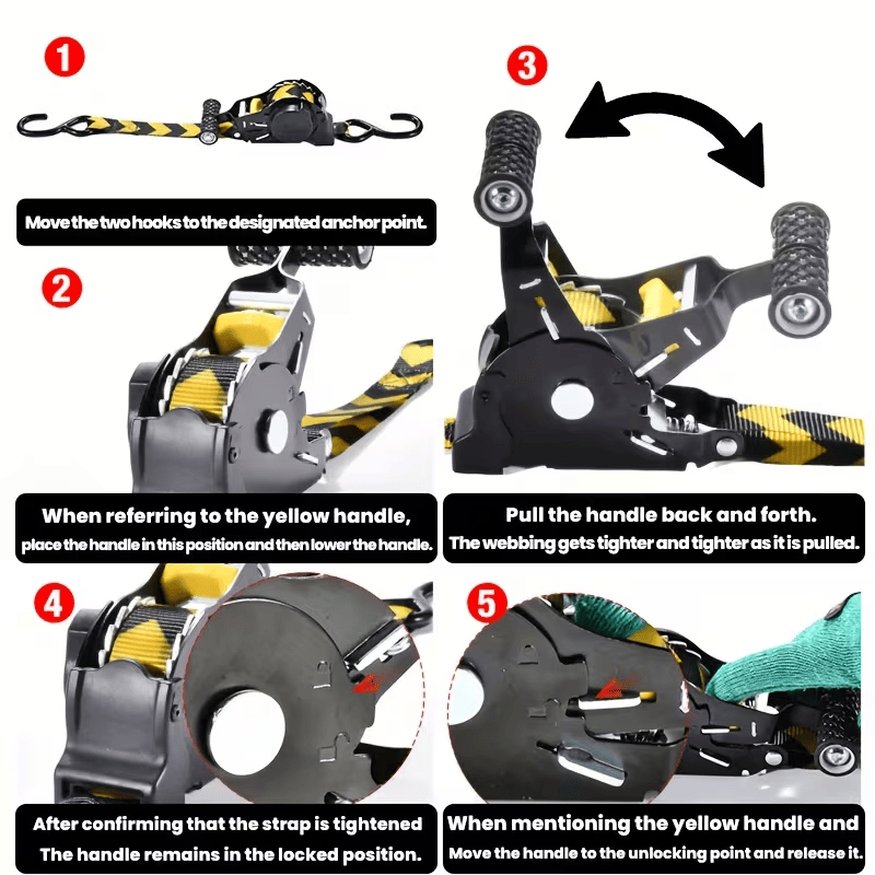 Auto-Retracting Ratchet Tie-Down Straps